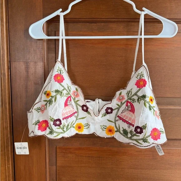 Anthropologie LyreBird Embroidered Beaded Bralette - Picture 3 of 8